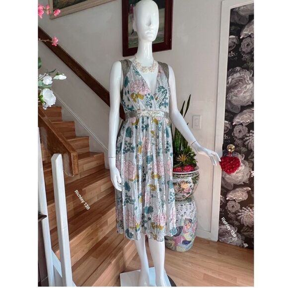 ANTHROPOLOGIE Sylvia Beaded Fringe Midi Dress - Picture 2 of 5